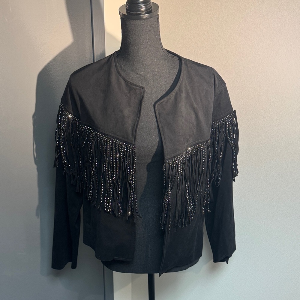 Zara Black Fringe Women's Jacket